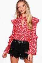 Boohoo Bella Ditsy Floral Woven Blouse