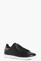 Boohoo Mya Glitter Back Lace Up Trainer Black