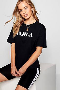 Boohoo Petite Viola Slogan T-shirt