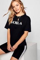 Boohoo Petite Viola Slogan T-shirt