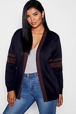 Boohoo Plus Stripe Contrast Oversized Cardigan