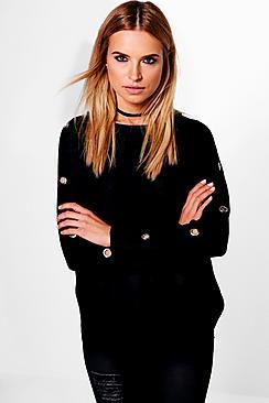 Boohoo Ella Eyelet Sleeve Detail Jumper