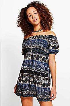 Boohoo Juliana Off The Shoulder Dress