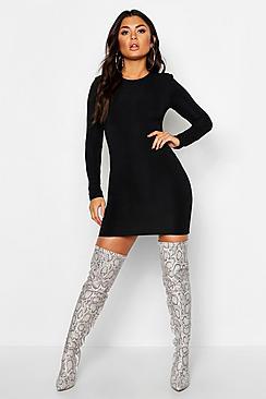 Boohoo Long Sleeve Power Shoulder Bodycon Dress