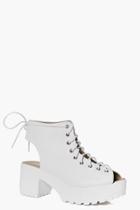 Boohoo Violet Peeptoe Lace Up Cleated Shoe Boot White