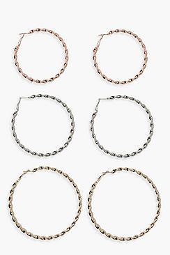 Boohoo Mixed Colour Oversized Twist Hoop Pack