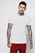 Boohoo Man Script Embroidered Muscle Fit T-shirt