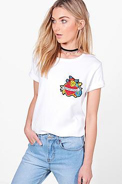 Boohoo Tia Heart Badge Oversized T-shirt