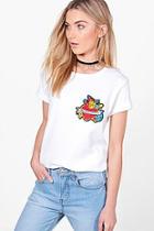 Boohoo Tia Heart Badge Oversized T-shirt