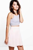 Boohoo Roseanna Fit And Flare Skater Skirt Nude