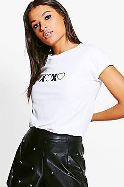 Boohoo Florence Kisses & Hearts Tee
