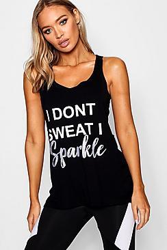 Boohoo Fit I Don't Sweat I Sparkle Running Vest