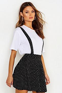 Boohoo Polka Dot Pinafore Skirt