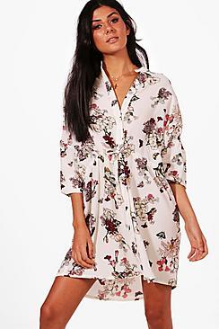 Boohoo Bella Floral Shirt Dress