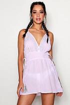 Boohoo Laila Beaded Scallop Neck Beach Dress