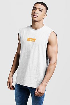 Boohoo Man Box Logo Drop Armhole Tank