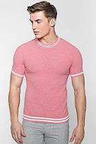 Boohoo Muscle Fit Stripe Rib Knitted T-shirt