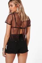 Boohoo Lizzie Split Back Metallic T-shirt Red