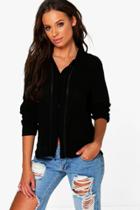 Boohoo Natalie Concealed Placket Woven Shirt Black