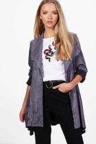 Boohoo Olivia Suedette Waterfall Duster Grey