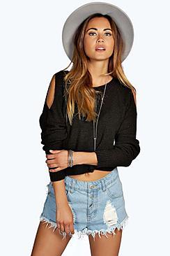 Boohoo Sofie Cold Shoulder Crop Jumper