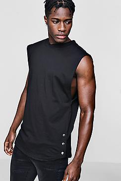 Boohoo Drop Armhole Vest With Poppers