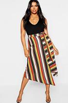Boohoo Plus Stripe Asymetric Midi Skirt