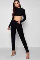 Boohoo Petite High Waisted Woven Tapered Trouser