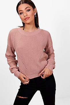 Boohoo Bethany Oversized Mix Stitch Jumper