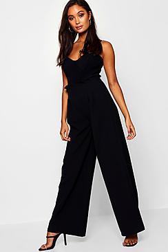 Boohoo Woven Paperbag Waist Wide Leg Trousers