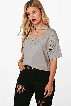 Boohoo Plus Eyelet Strap Detail T-shirt