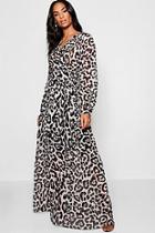Boohoo Tall Sheer Leopard Print Maxi Dress