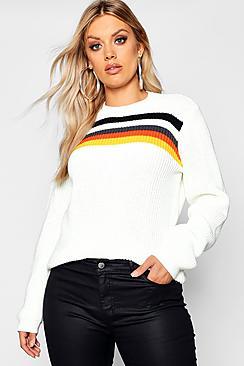 Boohoo Plus Rainbow Stripe Jumper