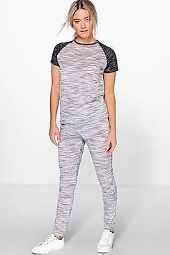 Boohoo Bella Baseball Tee And Legging Lounge Set