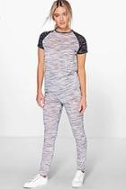 Boohoo Bella Baseball Tee And Legging Lounge Set