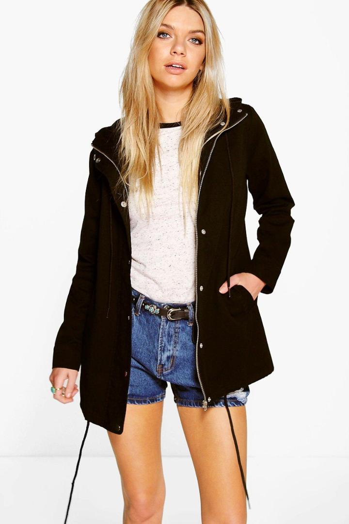 Boohoo Laila Festival Parka With Hood Black