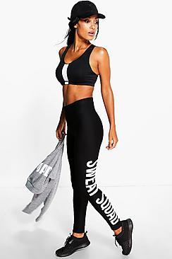 Boohoo Imogen Fit Sweat Squad Slogan Running Legging