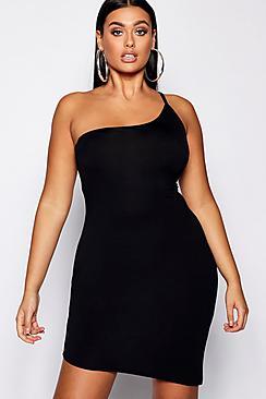 Boohoo Plus Asymmetric Bodycon Mini Dress