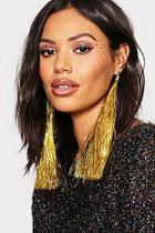 Boohoo Gold Tinsel Tassel Earrings
