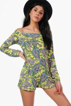 Boohoo Kadi Floral Bardot Playsuit Yellow