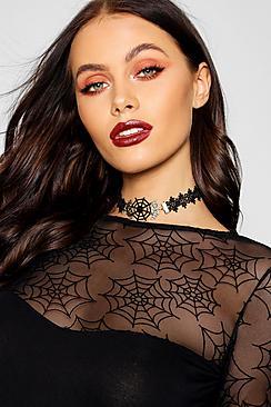 Boohoo Spider Web Lace Choker