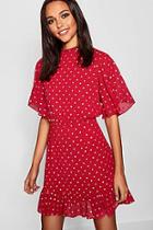 Boohoo Metallic Polka Dot Kimono Sleeve Mini Dress