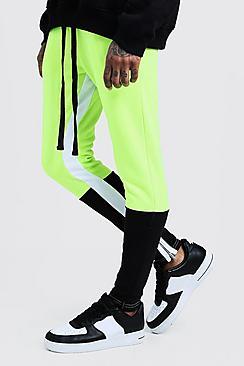 Boohoo Man Signature Neon Colour Block Joggers
