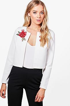 Boohoo Ellie Edge To Edge Embroidered Jacket