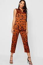 Boohoo Animal Print Sleeveless Shirt + Trouser Co-ord