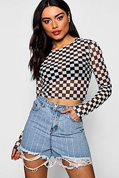 Boohoo High Waist Gem Stud Shorts