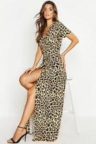 Boohoo Leopard Print Wrap Maxi Dress
