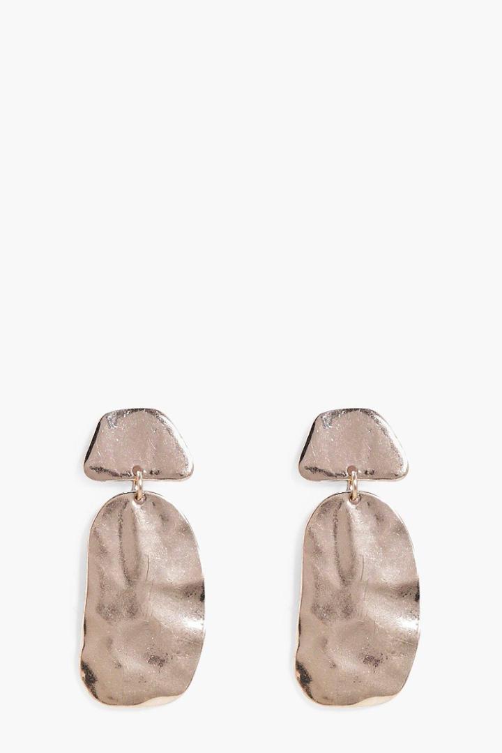 Boohoo Faye Molten Effect Drop Earrings Gold
