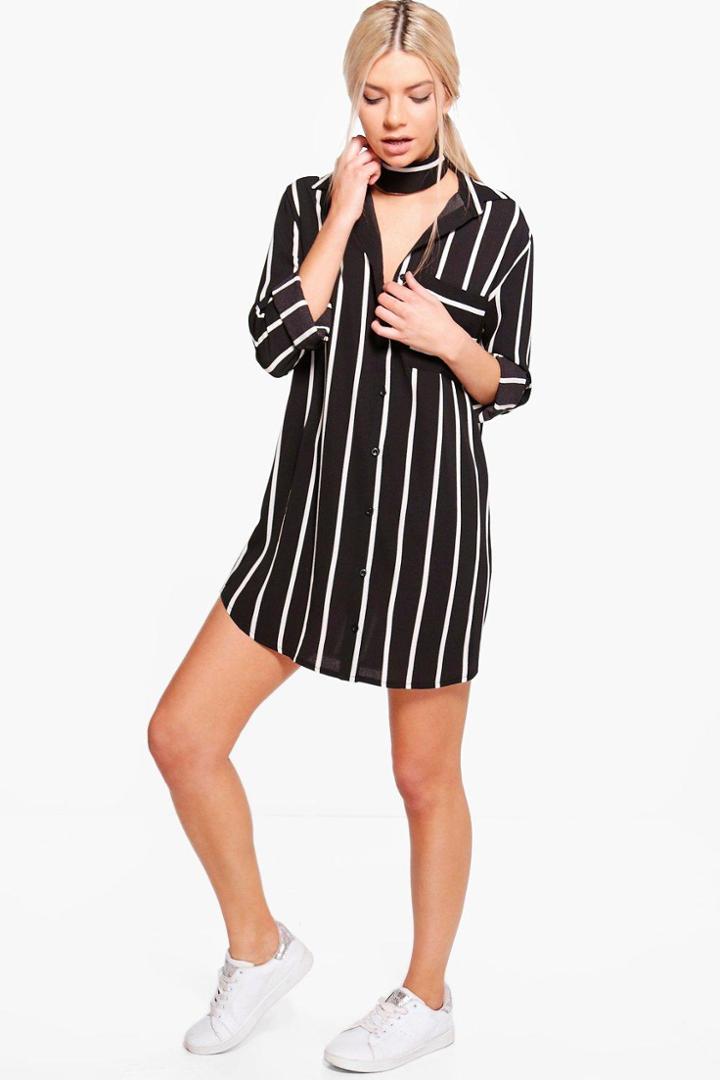 Boohoo Albany Choker Shift Dress Black