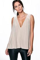 Boohoo Sarah Cape Back Slinky V Neck Top